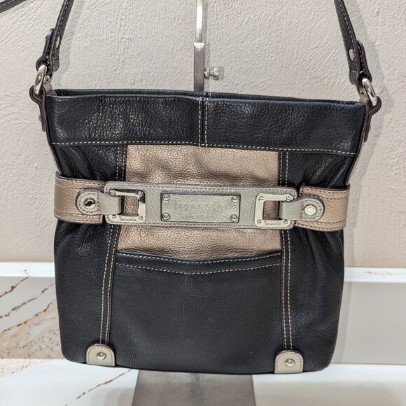 Tignanello, metallic, thick leather, color block, EUC! Gorgeous bag! - Picture 1 of 8